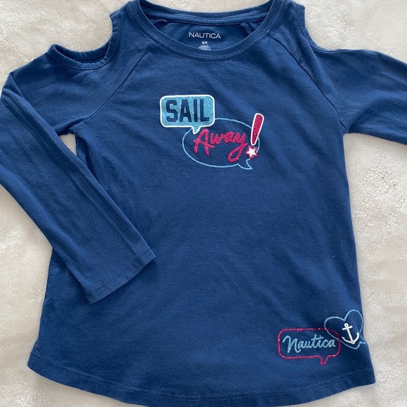 Nautica Other - Nautica Cold-Shoulder SAIL Blue Top 6X long sleeve